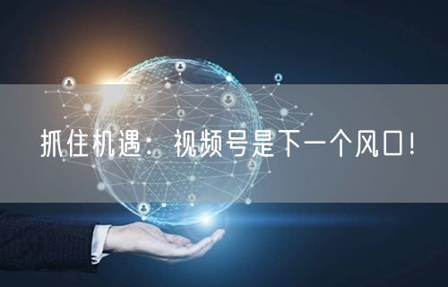 抓住机遇：视频号是下一个风口！