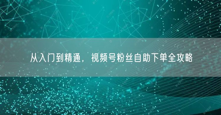 从入门到精通，视频号粉丝自助下单全攻略