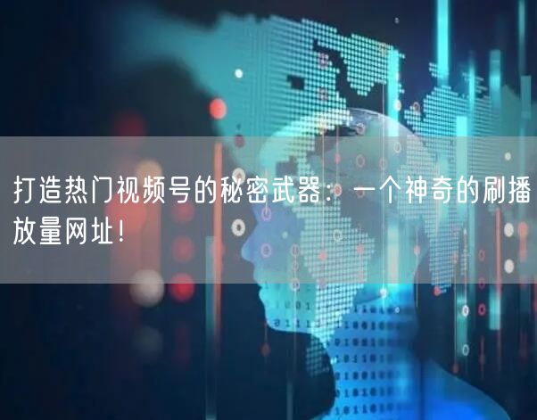 打造热门视频号的秘密武器:一个神奇的刷播放量网址!