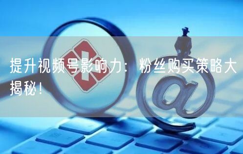 提升视频号影响力:粉丝购买策略大揭秘!