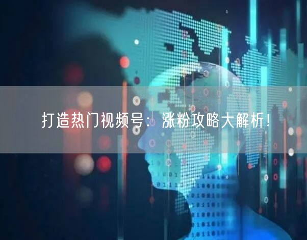打造热门视频号:涨粉攻略大解析!